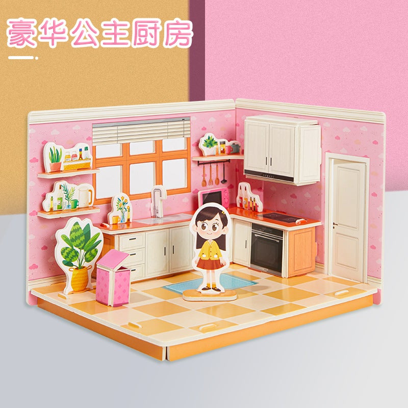 Children'S Jigsaw Puzzle Three-Dimensional 3D Model Hand-Assembled House Girls Educational Early Education Toys Creative Gift - Image 1